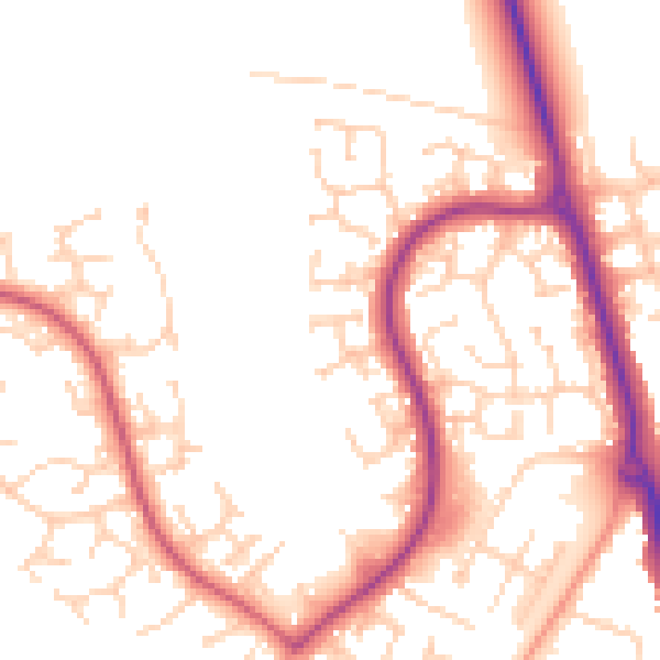 Daytime road noise heatmap for LU3 4DU