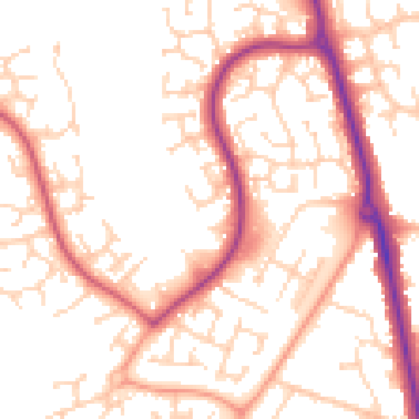Daytime road noise heatmap for LU3 4DX