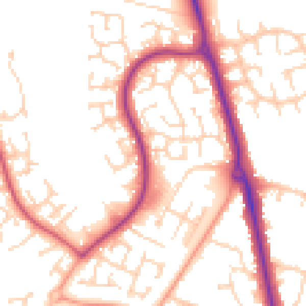 Daytime road noise heatmap for LU3 4EP