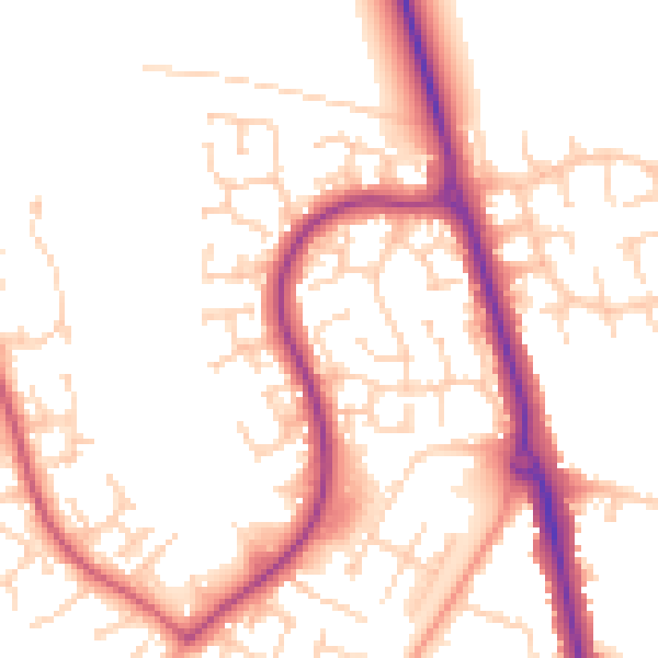 Daytime road noise heatmap for LU3 4ET