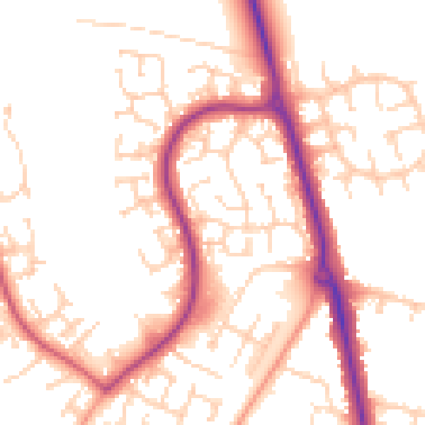Daytime road noise heatmap for LU3 4EU