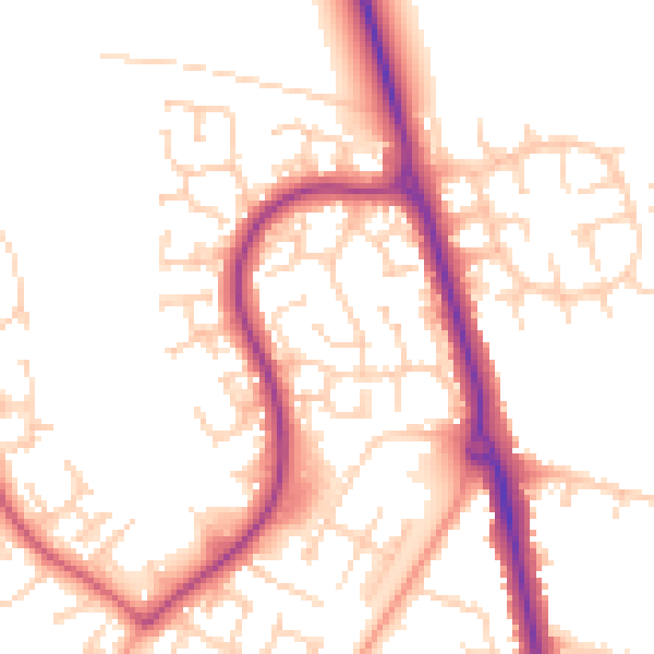 Daytime road noise heatmap for LU3 4EX