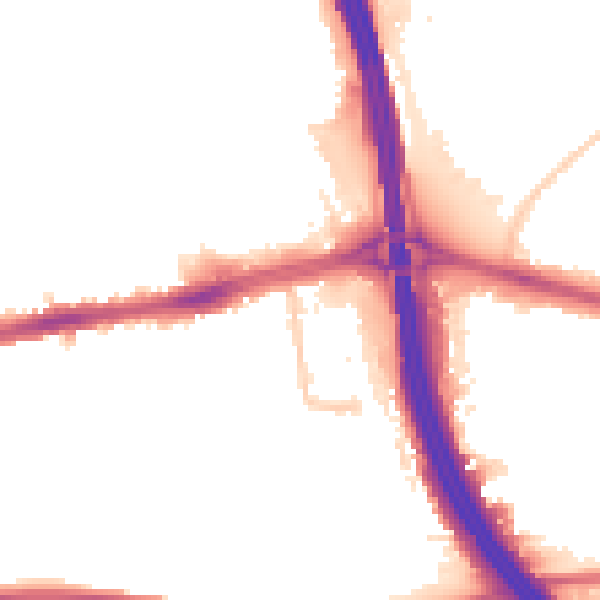 Night-time road noise heatmap for LU4 0AA