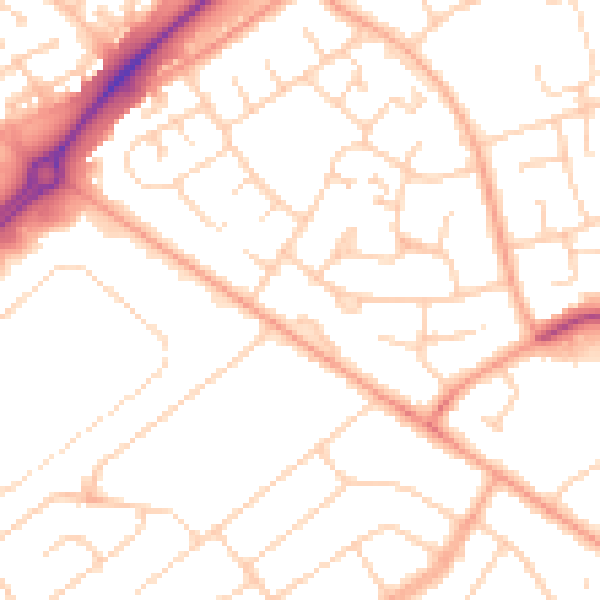 Daytime road noise heatmap for LU4 0AB