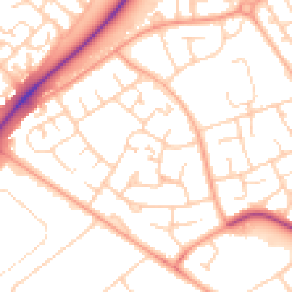 Daytime road noise heatmap for LU4 0AD