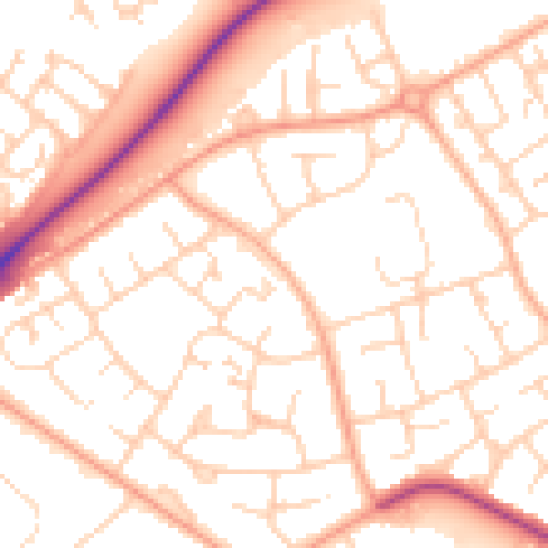 Daytime road noise heatmap for LU4 0AE