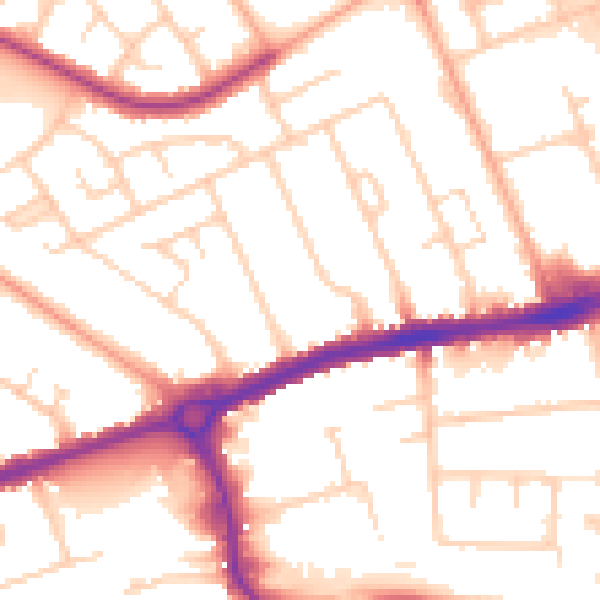 Daytime road noise heatmap for LU4 0AF