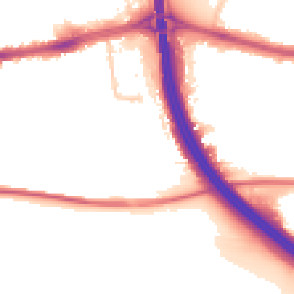 Night-time road noise heatmap for LU4 0AT