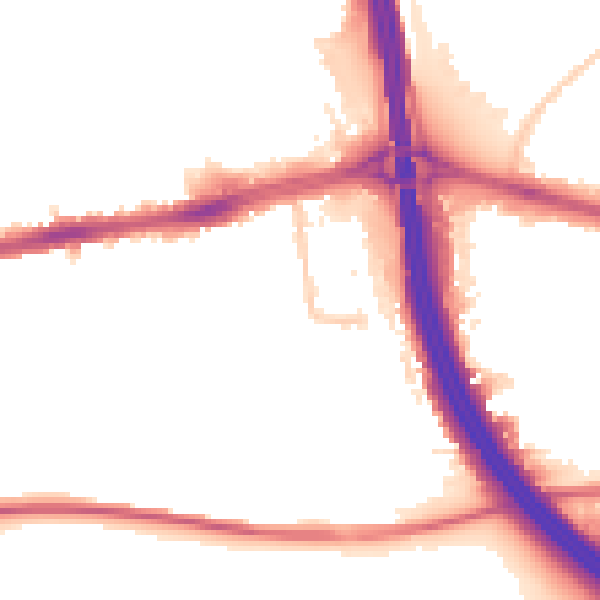 Night-time road noise heatmap for LU4 0AU