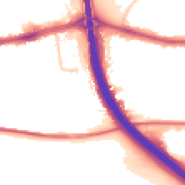 Night-time road noise heatmap for LU4 0AX