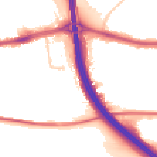 Night-time road noise heatmap for LU4 0AY