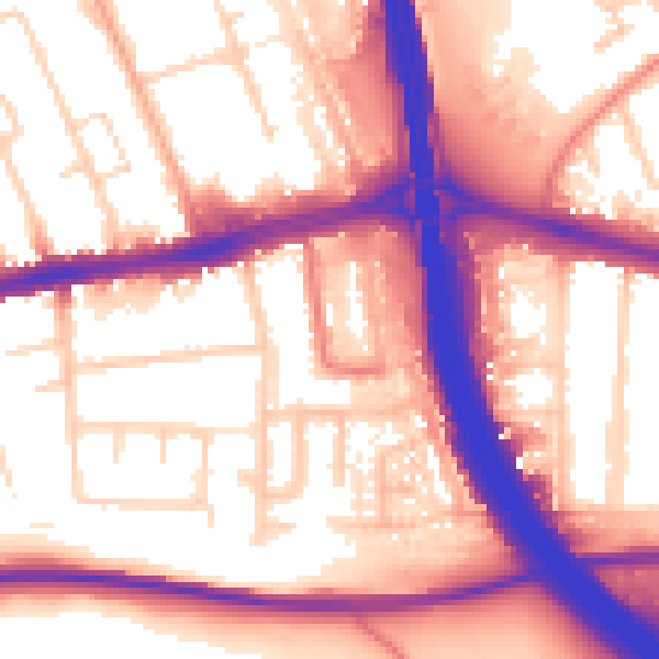 Daytime road noise heatmap for LU4 0AZ