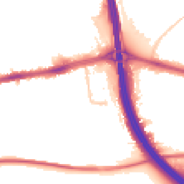 Night-time road noise heatmap for LU4 0AZ