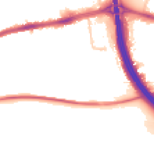 Night-time road noise heatmap for LU4 0BJ