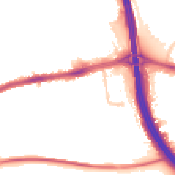 Night-time road noise heatmap for LU4 0BL