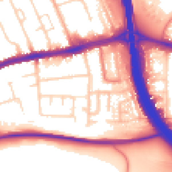 Daytime road noise heatmap for LU4 0BN