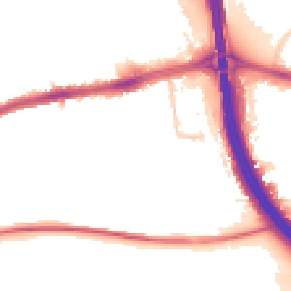 Night-time road noise heatmap for LU4 0BN