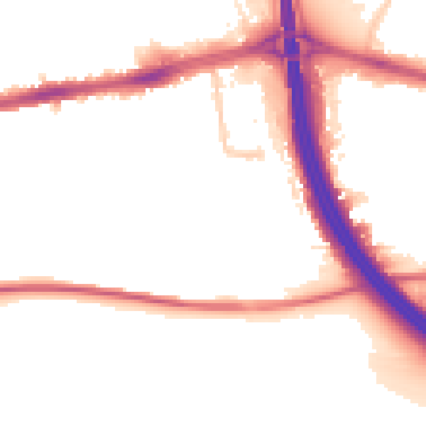 Night-time road noise heatmap for LU4 0BP