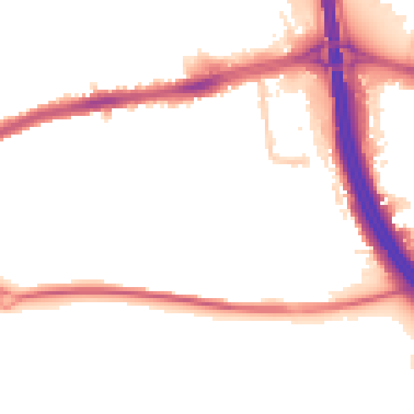 Night-time road noise heatmap for LU4 0BS