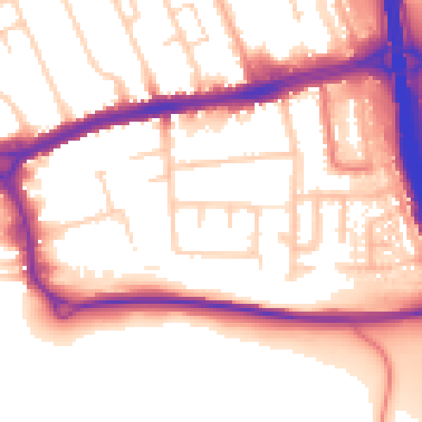 Daytime road noise heatmap for LU4 0BT