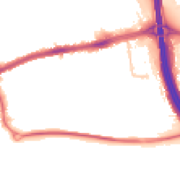Night-time road noise heatmap for LU4 0BU