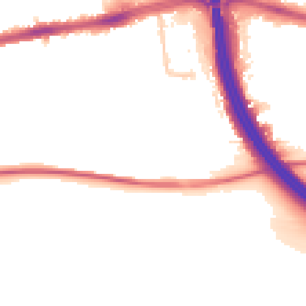 Night-time road noise heatmap for LU4 0BW