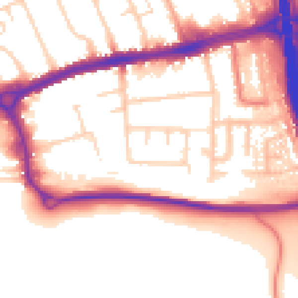 Daytime road noise heatmap for LU4 0BY