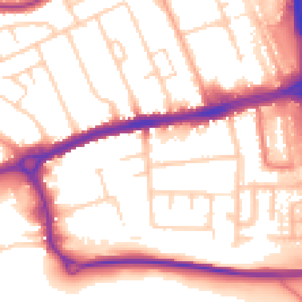 Daytime road noise heatmap for LU4 0BZ