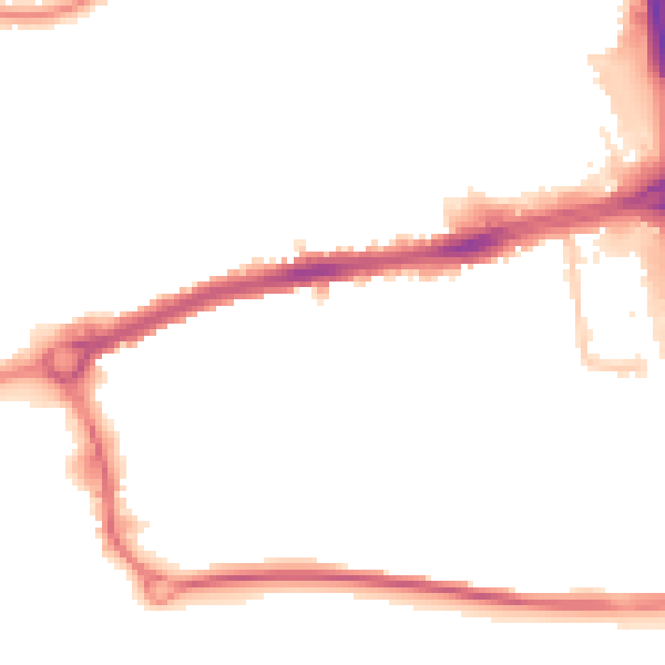 Night-time road noise heatmap for LU4 0BZ