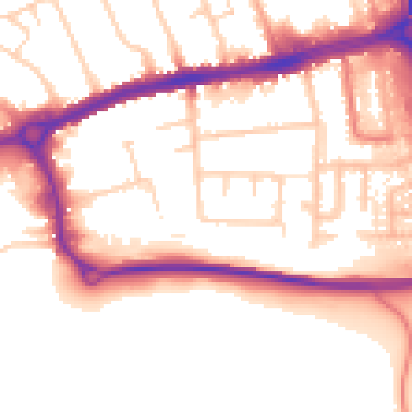 Daytime road noise heatmap for LU4 0DA