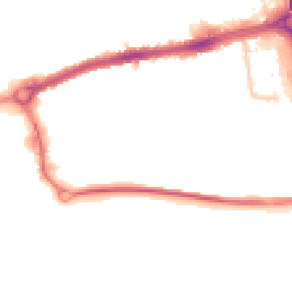 Night-time road noise heatmap for LU4 0DA