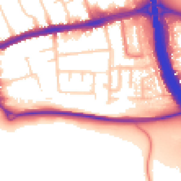 Daytime road noise heatmap for LU4 0DB