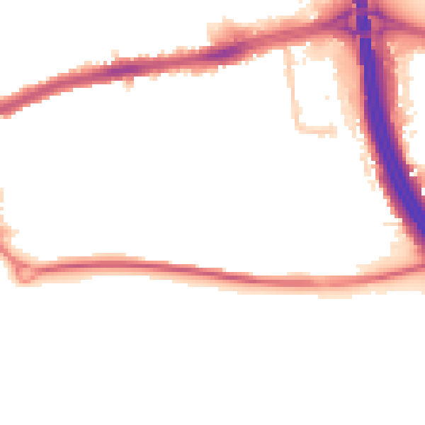 Night-time road noise heatmap for LU4 0DB