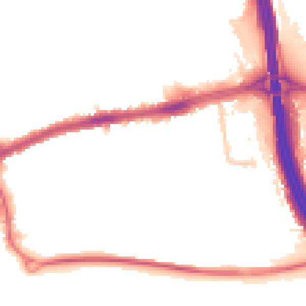 Night-time road noise heatmap for LU4 0DD