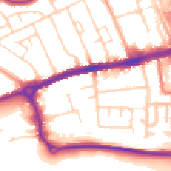 Daytime road noise heatmap for LU4 0DE