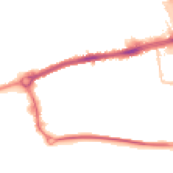 Night-time road noise heatmap for LU4 0DF