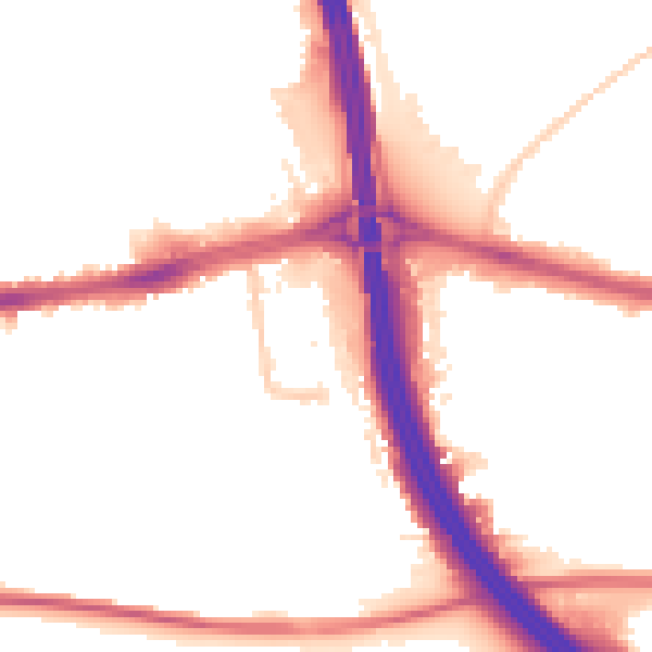Night-time road noise heatmap for LU4 0DH