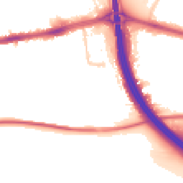 Night-time road noise heatmap for LU4 0DQ