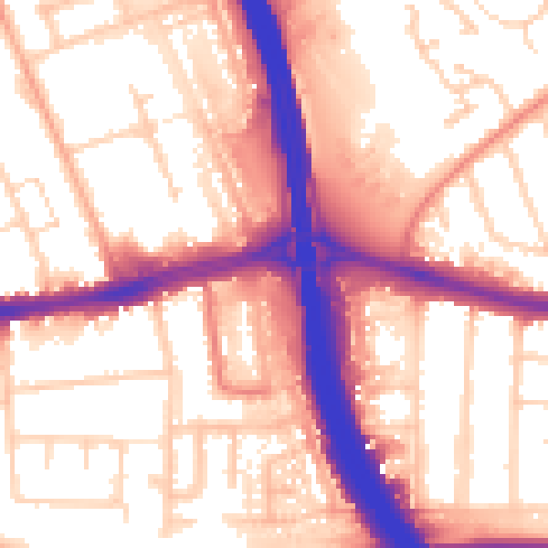 Daytime road noise heatmap for LU4 0DS