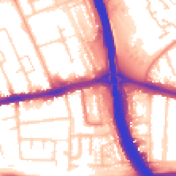 Daytime road noise heatmap for LU4 0DT