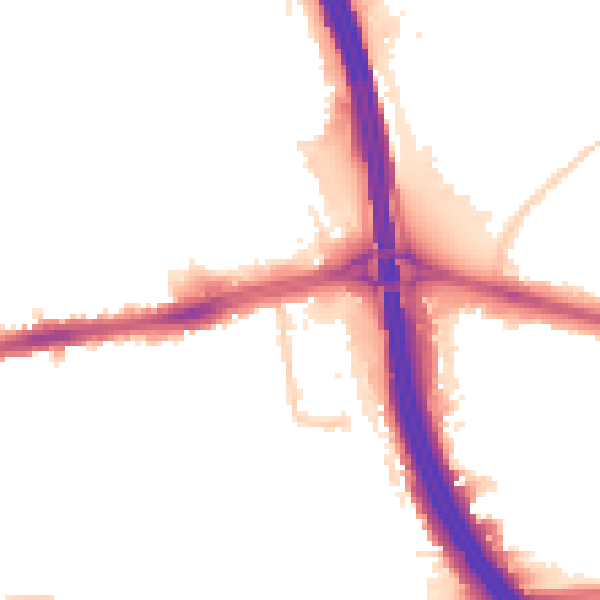 Night-time road noise heatmap for LU4 0DT