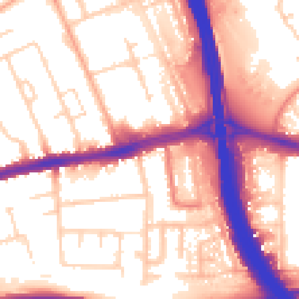 Daytime road noise heatmap for LU4 0DU