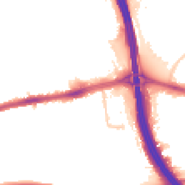 Night-time road noise heatmap for LU4 0DU