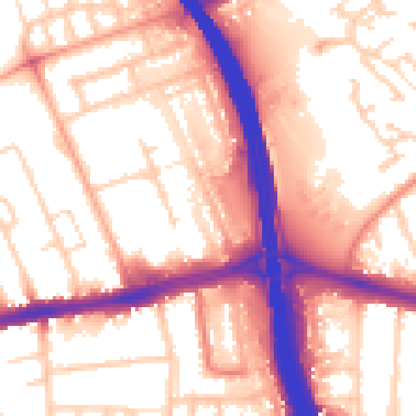 Daytime road noise heatmap for LU4 0EB