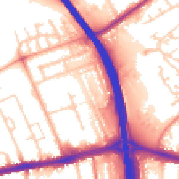 Daytime road noise heatmap for LU4 0ED