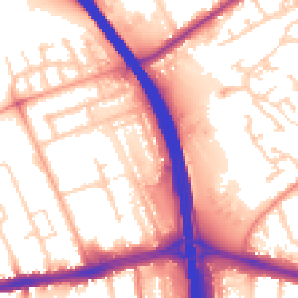 Daytime road noise heatmap for LU4 0EE