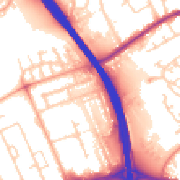 Daytime road noise heatmap for LU4 0EF