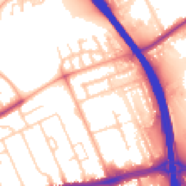 Daytime road noise heatmap for LU4 0EG