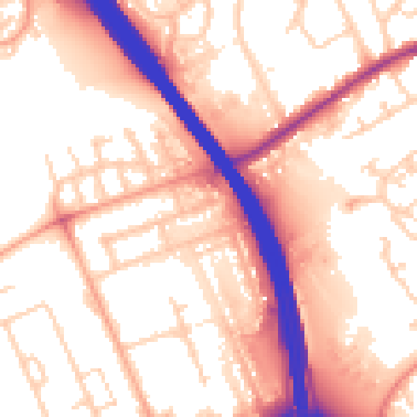 Daytime road noise heatmap for LU4 0EJ
