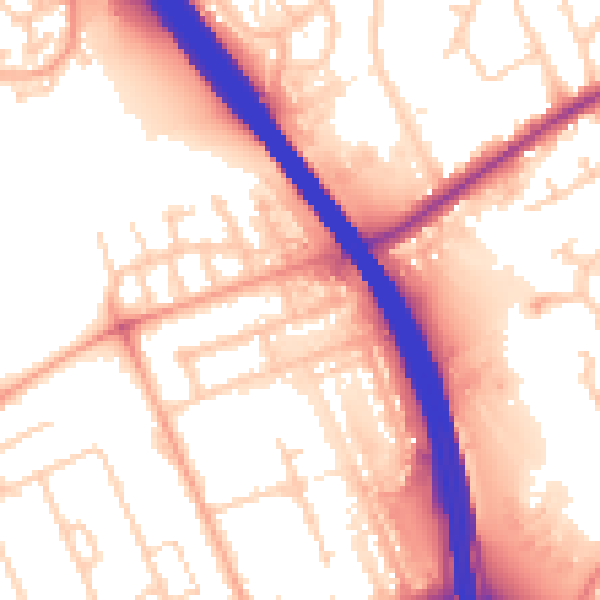 Daytime road noise heatmap for LU4 0EL